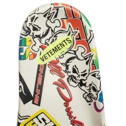 Pre Owned Vetements White/Multicolor Leather Sticker Slippers Size 39