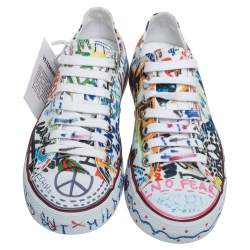 Pre Owned Vetements White Canvas Graffiti Sneakers Size 36