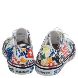 Pre Owned Vetements White Canvas Graffiti Sneakers Size 36