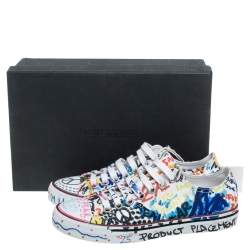 Pre Owned Vetements White Canvas Graffiti Sneakers Size 36