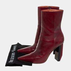 Vetements Burgundy Leather Reflector Ankle Boots Size 40