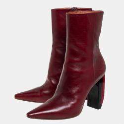 Vetements Burgundy Leather Reflector Ankle Boots Size 40