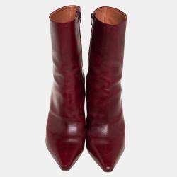 Vetements Burgundy Leather Reflector Ankle Boots Size 40