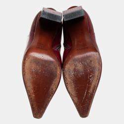 Vetements Burgundy Leather Reflector Ankle Boots Size 40
