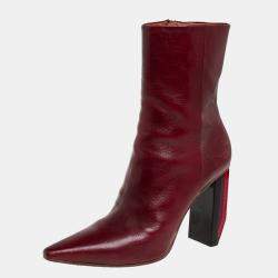 Vetements Burgundy Leather Reflector Ankle Boots Size 40
