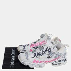 Vetements x Reebok White Doodle Print Fabric And Mesh Instapump Fury Low Top Sneakers Size 39