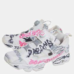 Vetements x Reebok White Doodle Print Fabric And Mesh Instapump Fury Low Top Sneakers Size 39