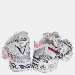 Vetements x Reebok White Doodle Print Fabric And Mesh Instapump Fury Low Top Sneakers Size 39