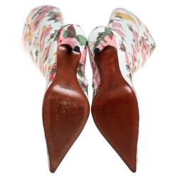 Pre Owned Vetements Multicolor Floral Print Leather Over The Knee Boots Size 38