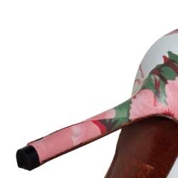 Pre Owned Vetements Multicolor Floral Print Leather Over The Knee Boots Size 38