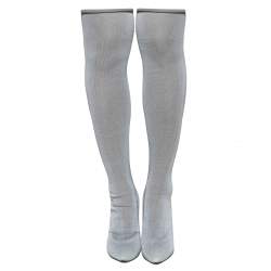 Vetements Grey Stretch Fabric Reflective Thigh High Socks Boots Size 38