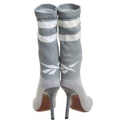 Vetements Grey Knit Fabric Reflective Sock Boots Size 36