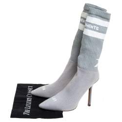 Vetements Grey Knit Fabric Reflective Sock Boots Size 36