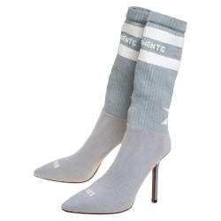 Vetements Grey Knit Fabric Reflective Sock Boots Size 36