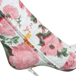 Pre Owned Vetements Multicolor Floral Print Leather Over The Knee Boots Size 39