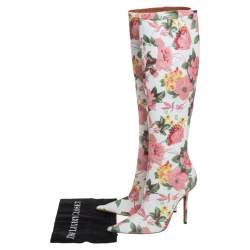 Pre Owned Vetements Multicolor Floral Print Leather Over The Knee Boots Size 39