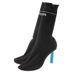 Pre Owned Vetements Black Knit Fabric Reflective Sock Boots Size 39