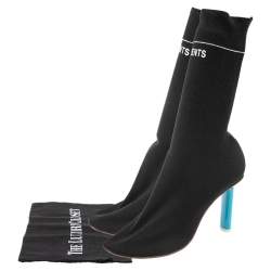 Pre Owned Vetements Black Knit Fabric Reflective Sock Boots Size 39