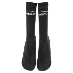 Pre Owned Vetements Black Knit Fabric Reflective Sock Boots Size 39