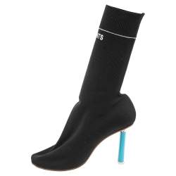 Pre Owned Vetements Black Knit Fabric Reflective Sock Boots Size 39