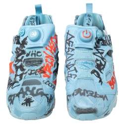 Pre Owned Vetements x Reebok Fluorescent Blue Nylon And Fabric Instapump Fury Sneakers Size 39