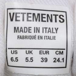 Pre Owned Vetements White Graffiti Canvas Low Top Lace Up Sneakers Size 39