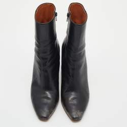 Pre Owned Vetements Black Leather Gypsy Blue Highlighter Heel Ankle Boots Size 39