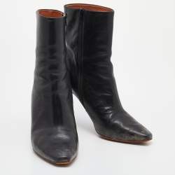 Pre Owned Vetements Black Leather Gypsy Blue Highlighter Heel Ankle Boots Size 39