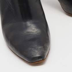 Pre Owned Vetements Black Leather Gypsy Blue Highlighter Heel Ankle Boots Size 39