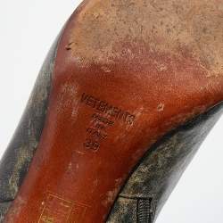 Pre Owned Vetements Black Leather Gypsy Blue Highlighter Heel Ankle Boots Size 39