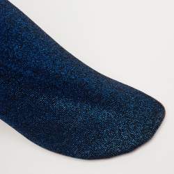 Pre Owned Vetements Blue Glitter Fabric Sock Mid Calf Boots Size 41