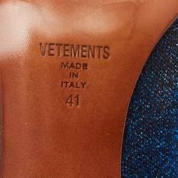 Pre Owned Vetements Blue Glitter Fabric Sock Mid Calf Boots Size 41