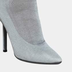 Pre Owned Vetements Grey Stretch Fabric Thigh High Reflective Boots Size 40