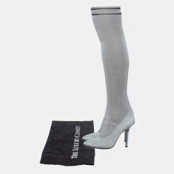 Pre Owned Vetements Grey Stretch Fabric Thigh High Reflective Boots Size 40