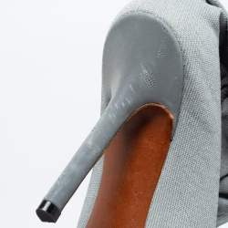 Pre Owned Vetements Grey Stretch Fabric Thigh High Reflective Boots Size 40