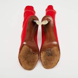 Pre Owned Vetements Red Knit Fabric Sock Ankle Boots Size 40