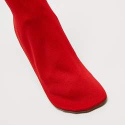 Pre Owned Vetements Red Knit Fabric Sock Ankle Boots Size 40