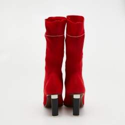 Pre Owned Vetements Red Knit Fabric Sock Ankle Boots Size 40