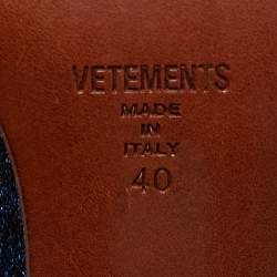 Pre Owned Vetements Blue Glitter Fabric Sock Mid Calf Boots Size 40