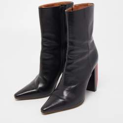 Pre Owned Vetements Black Leather Reflector Ankle Boots Size 36