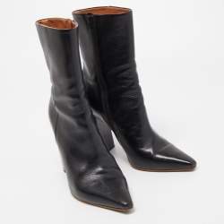 Pre Owned Vetements Black Leather Reflector Ankle Boots Size 36