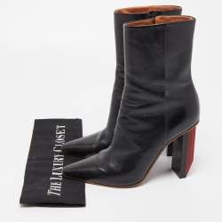 Pre Owned Vetements Black Leather Reflector Ankle Boots Size 36