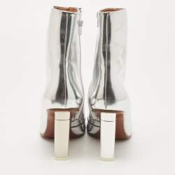 Pre Owned Vetements Silver Leather Ankle Boots Size 38