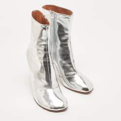 Pre Owned Vetements Silver Leather Ankle Boots Size 38