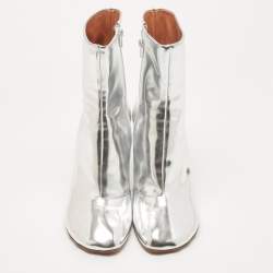 Pre Owned Vetements Silver Leather Ankle Boots Size 38