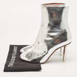 Pre Owned Vetements Silver Leather Ankle Boots Size 38