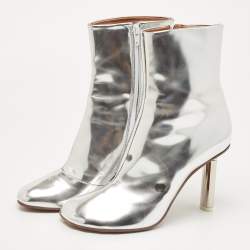 Pre Owned Vetements Silver Leather Ankle Boots Size 38