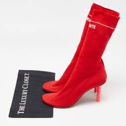 Vetements Red Knit Fabric Sock Boots Size 39