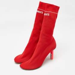 Vetements Red Knit Fabric Sock Boots Size 39