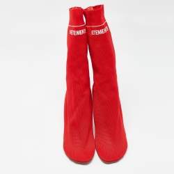 Vetements Red Knit Fabric Sock Boots Size 39